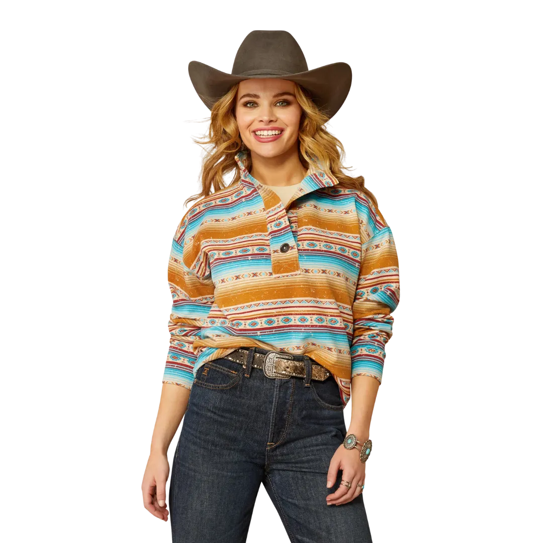 Ariat Women's Hometown Fallon Serape Print Orange Sweatshirt