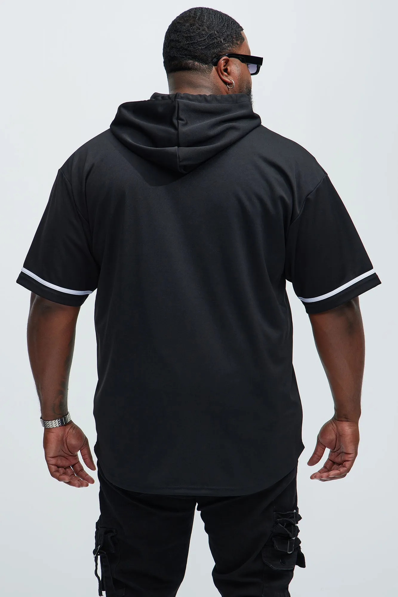 Basic Hooded Baseball Jersey - Black