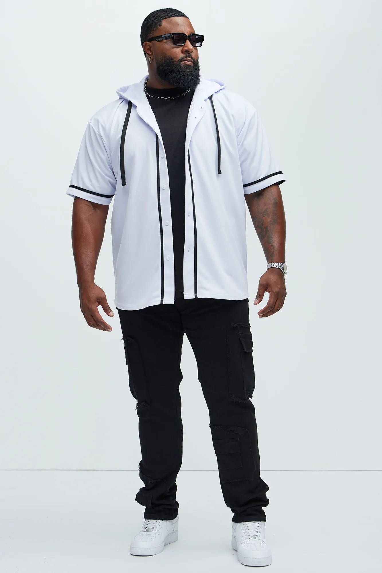 Basic Hooded Baseball Jersey - White