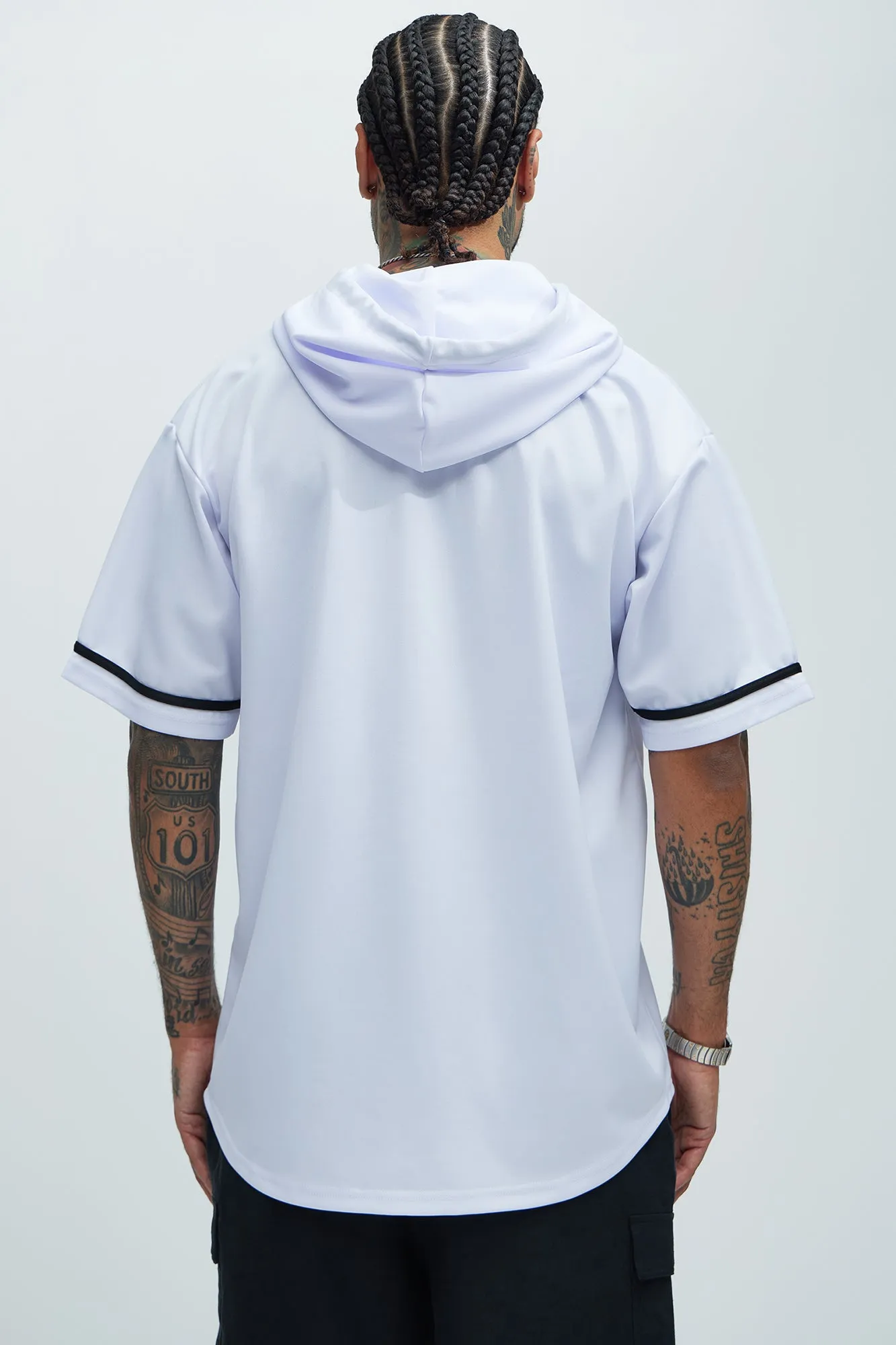 Basic Hooded Baseball Jersey - White
