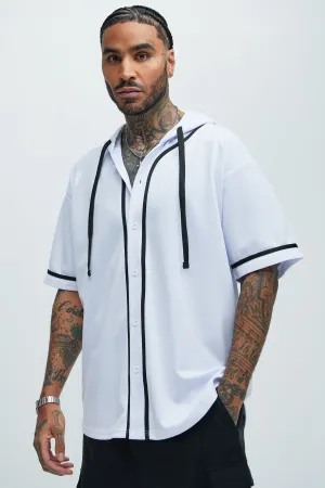Basic Hooded Baseball Jersey - White