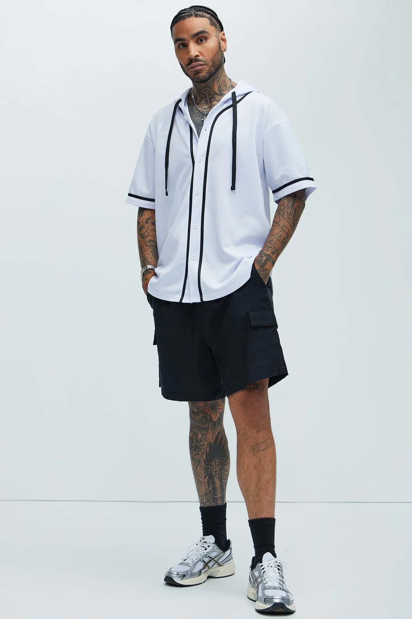 Basic Hooded Baseball Jersey - White