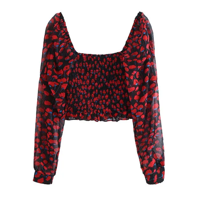 CROPPED SMOCKED TOP