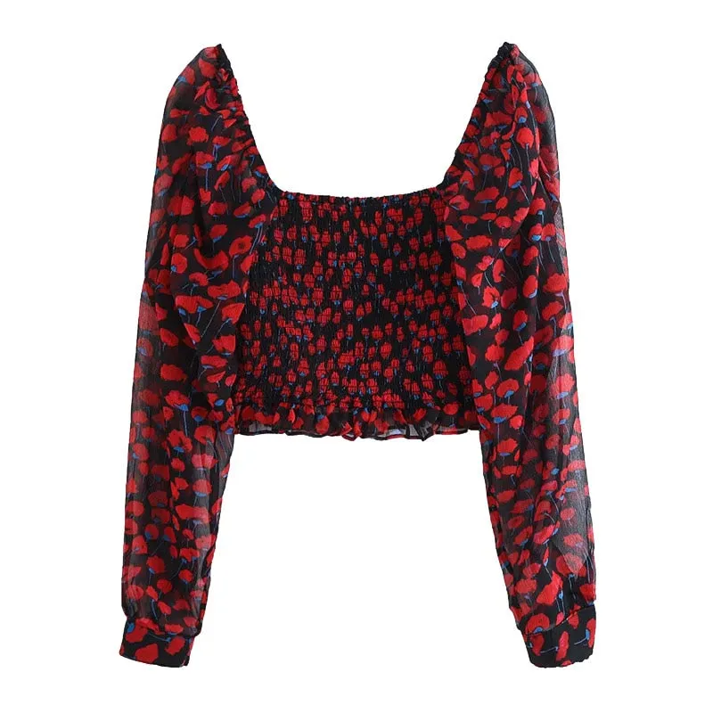 CROPPED SMOCKED TOP