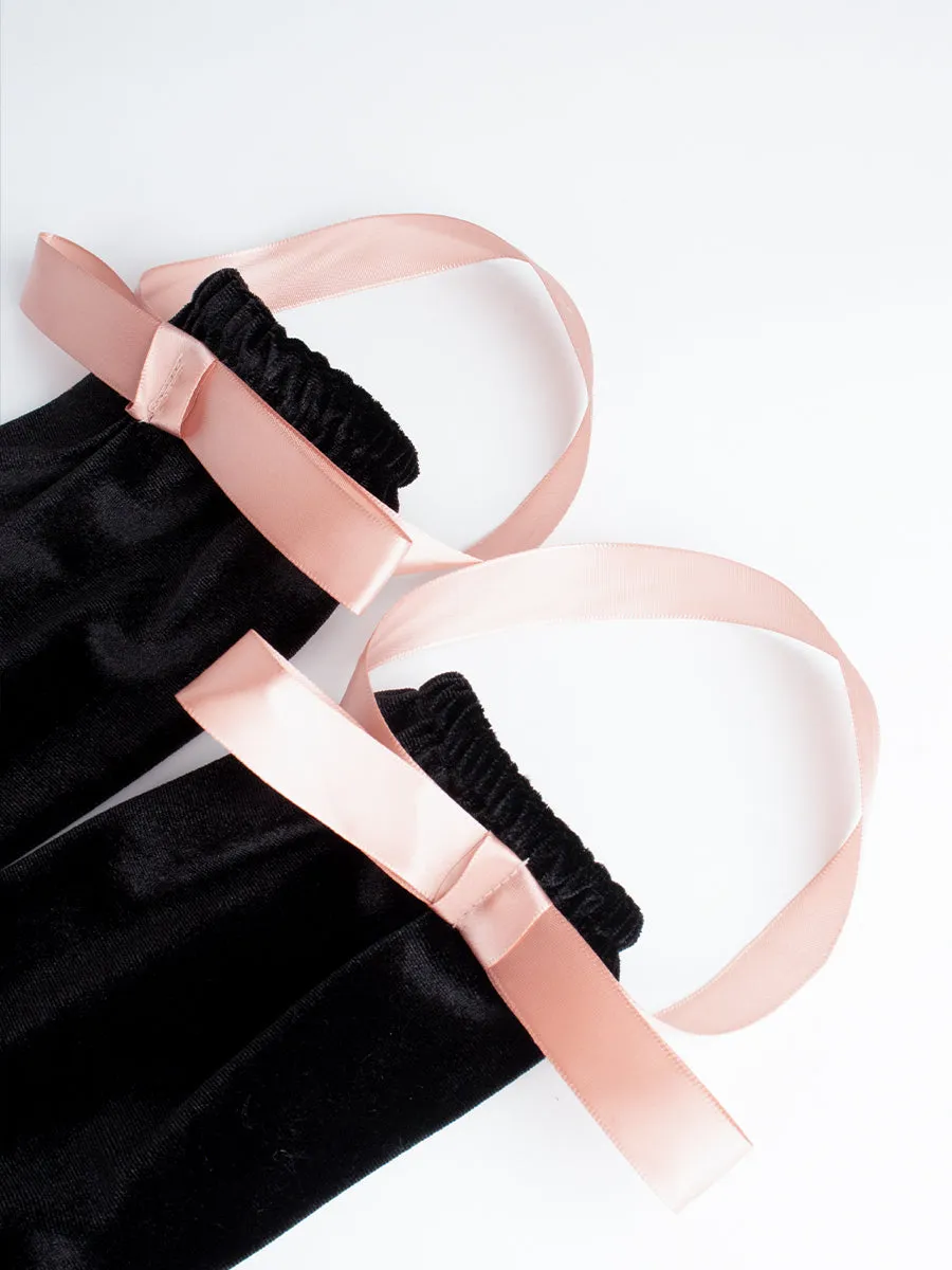 Hanging Velvet Bow Dress with Sleeves