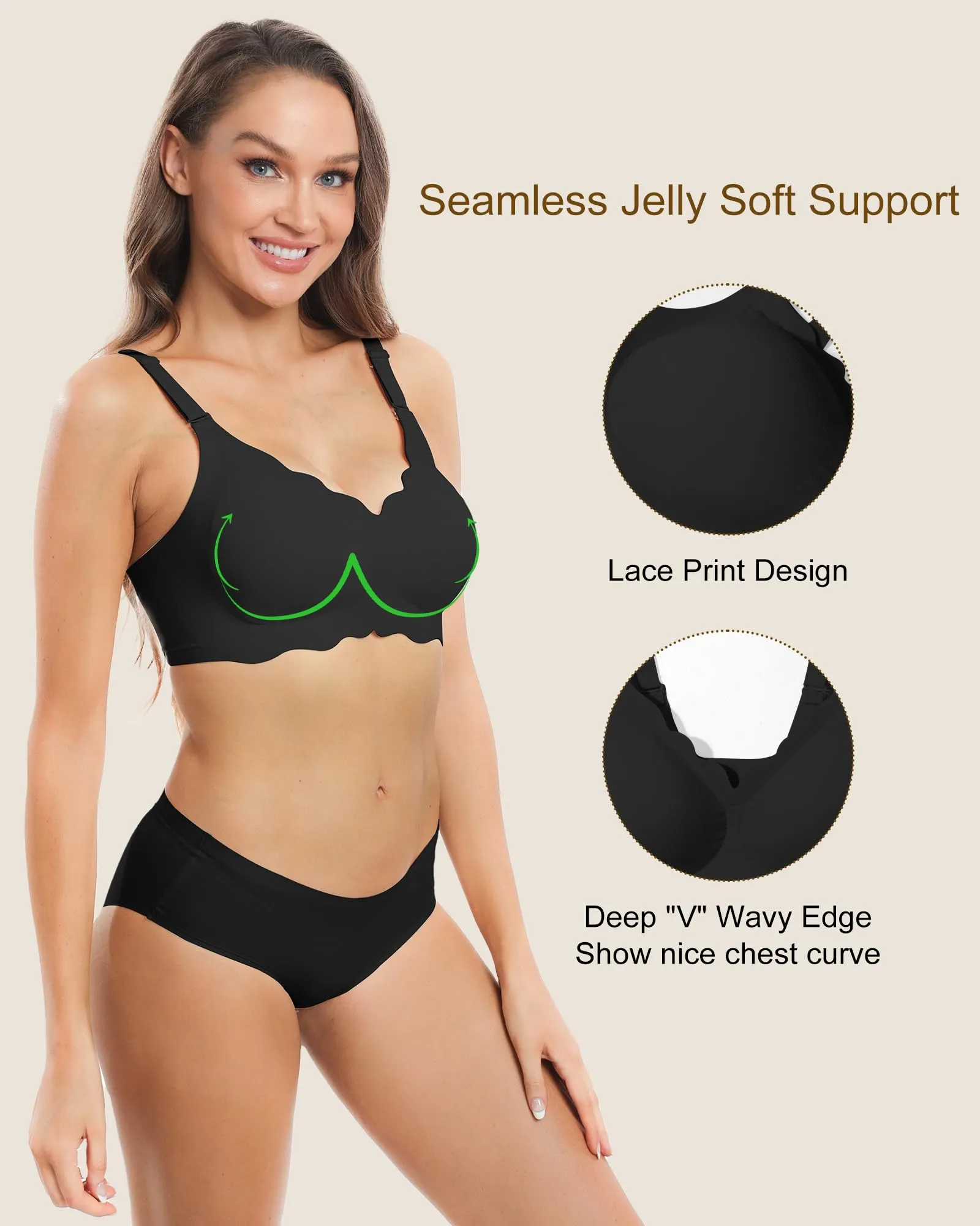 HORISUN Womens Wavy Seamless Bras