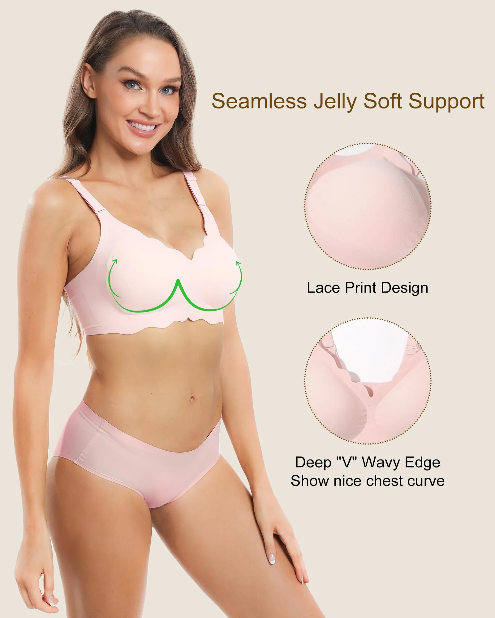HORISUN Womens Wavy Seamless Bras