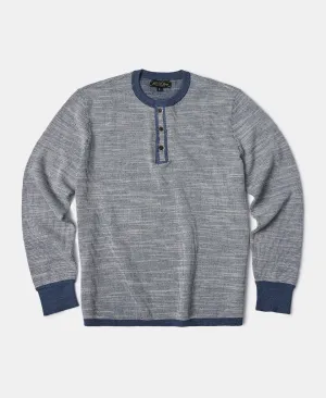 Indigo Heather Yarns Knitted Henley Shirt
