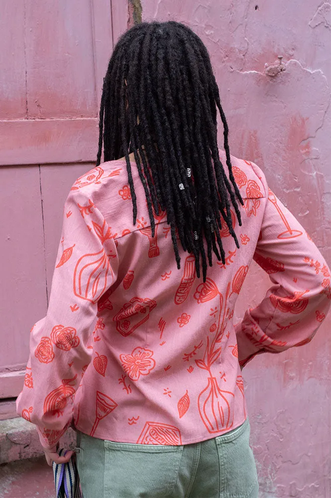 Object Sage Rose Elegance Fiesta Wrap Top
