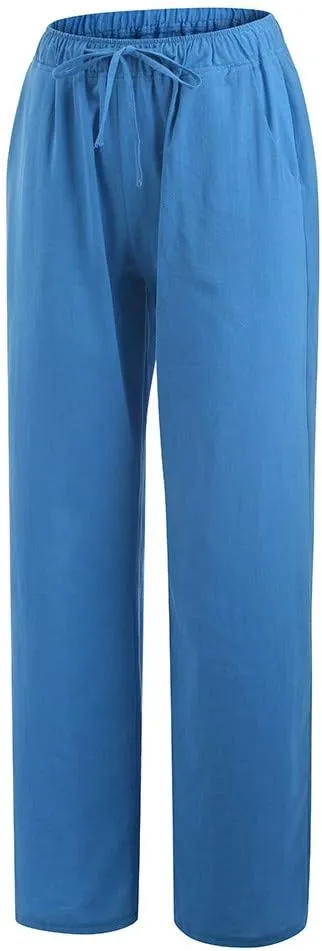 Pants For 2024 Fashion Trendy Women High Waisted Cotton Linen Summer Trouser Elastic Waist Boho Lounge Sweatpants