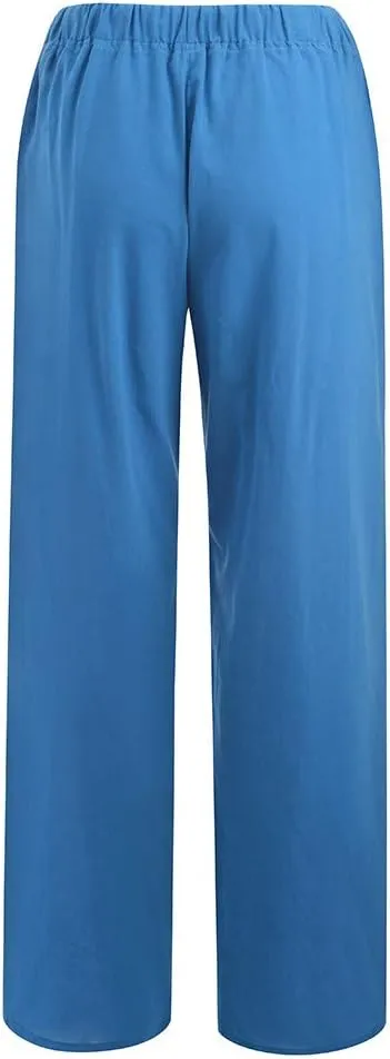 Pants For 2024 Fashion Trendy Women High Waisted Cotton Linen Summer Trouser Elastic Waist Boho Lounge Sweatpants