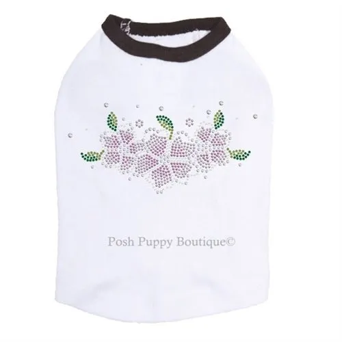 Pink Flowers Rhinestones Tanks- Many Colors