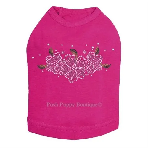 Pink Flowers Rhinestones Tanks- Many Colors