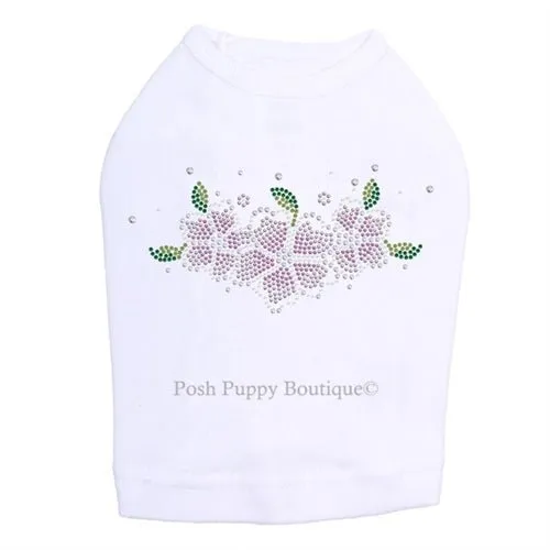 Pink Flowers Rhinestones Tanks- Many Colors