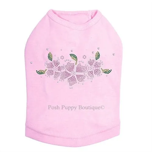 Pink Flowers Rhinestones Tanks- Many Colors