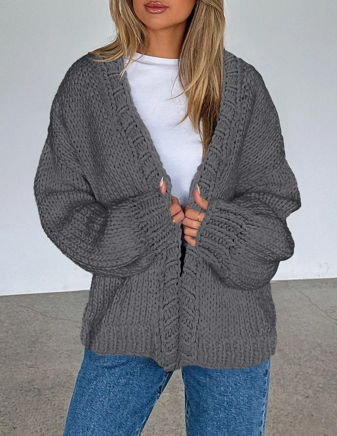 PRETTYGARDEN Womens Cardigan Sweaters 2025 Spring Fall Trendy Chunky Knit Outerwear Outfits Fashion Long Sleeve Cardigans