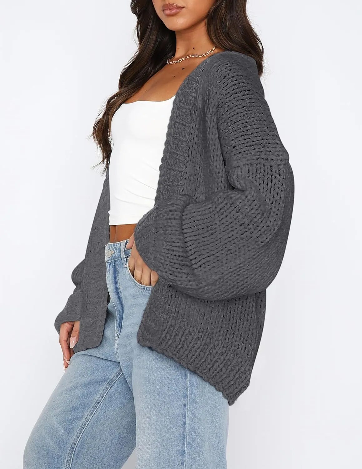 PRETTYGARDEN Womens Cardigan Sweaters 2025 Spring Fall Trendy Chunky Knit Outerwear Outfits Fashion Long Sleeve Cardigans