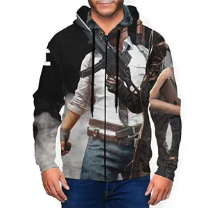 PUBG Hoodies - 3D Print Game Playerunknown's Battlegrounds Pullover with Pockets Black