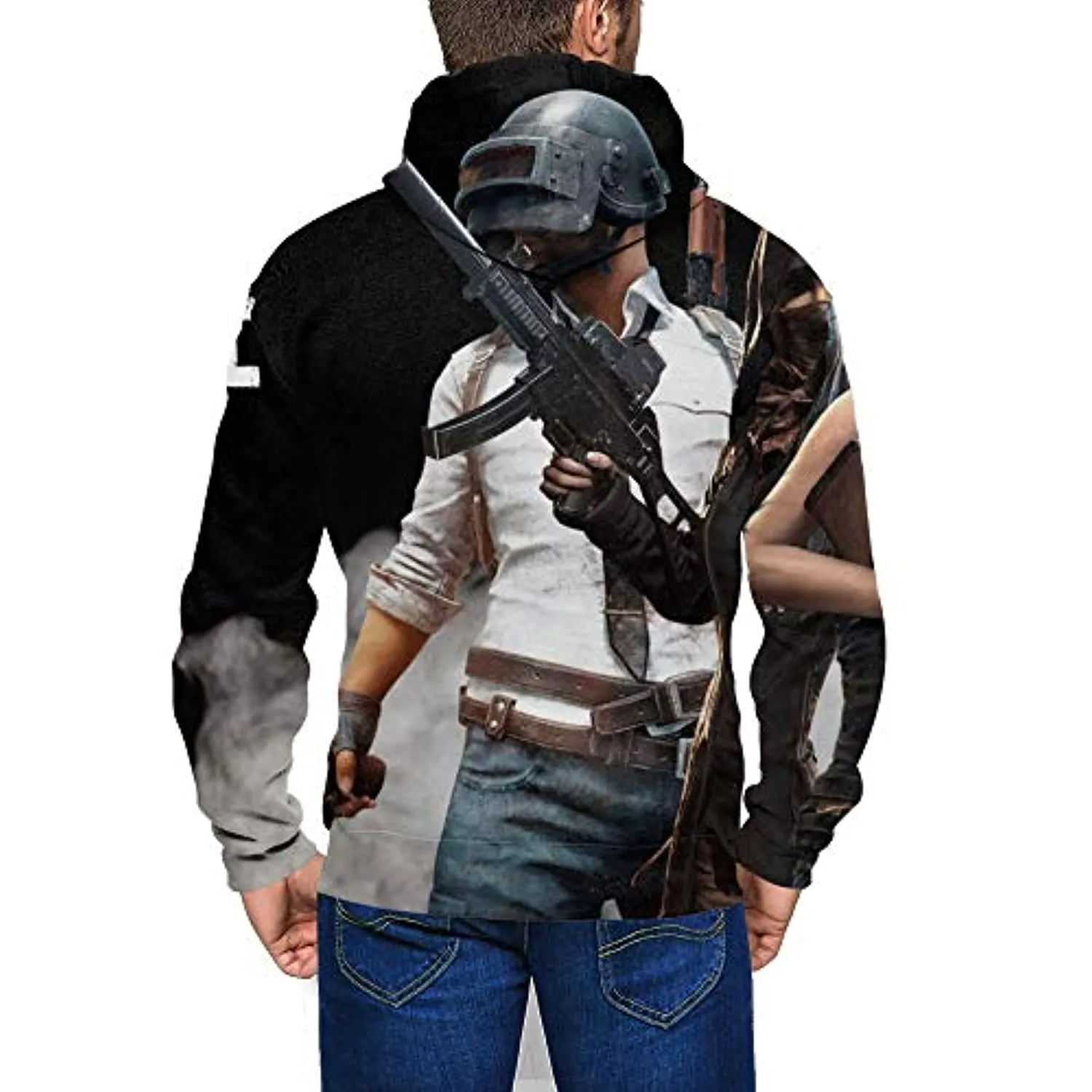 PUBG Hoodies - 3D Print Game Playerunknown's Battlegrounds Pullover with Pockets Black