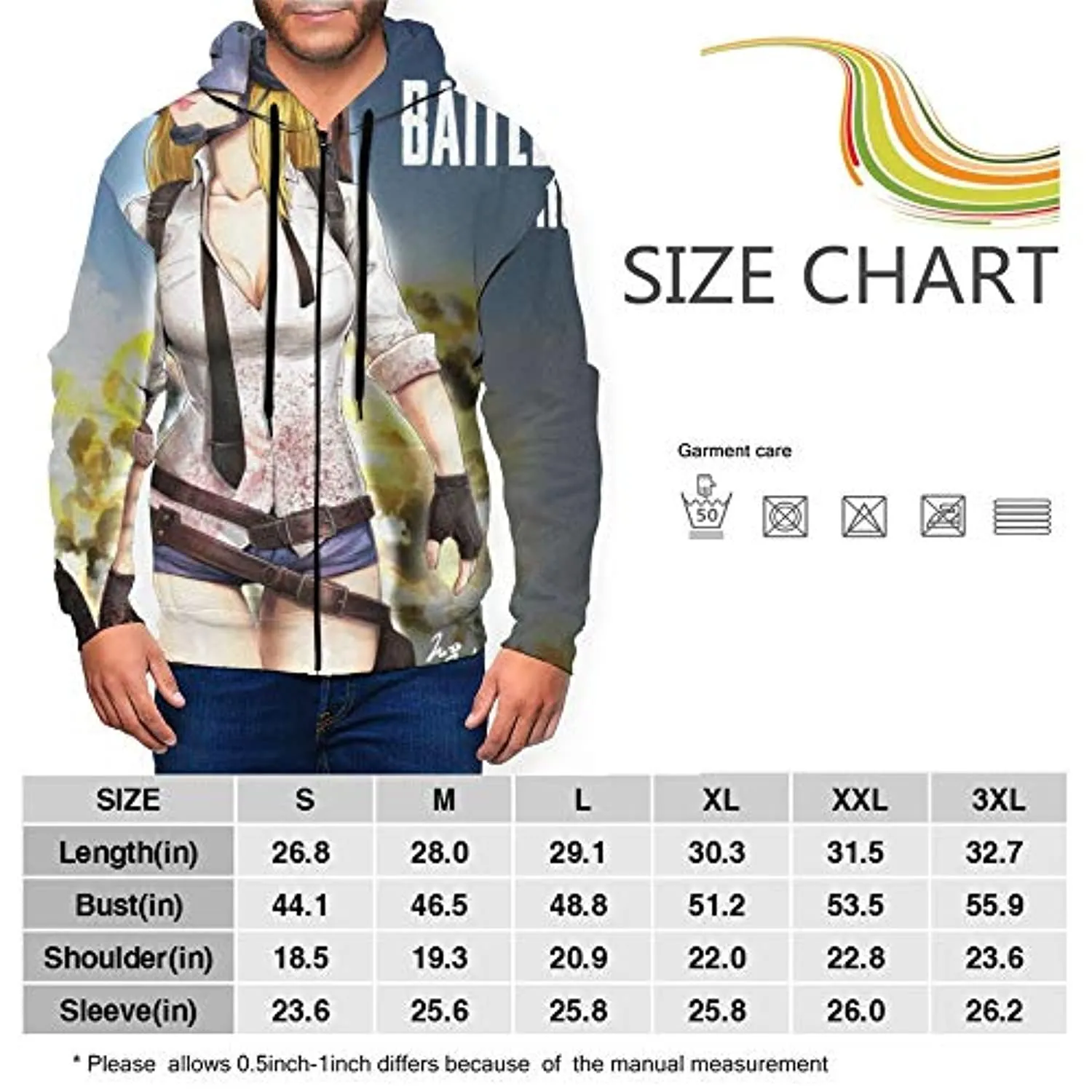 PUBG Hoodies - 3D Print Game Playerunknown's Battlegrounds Pullover with Pockets Blue