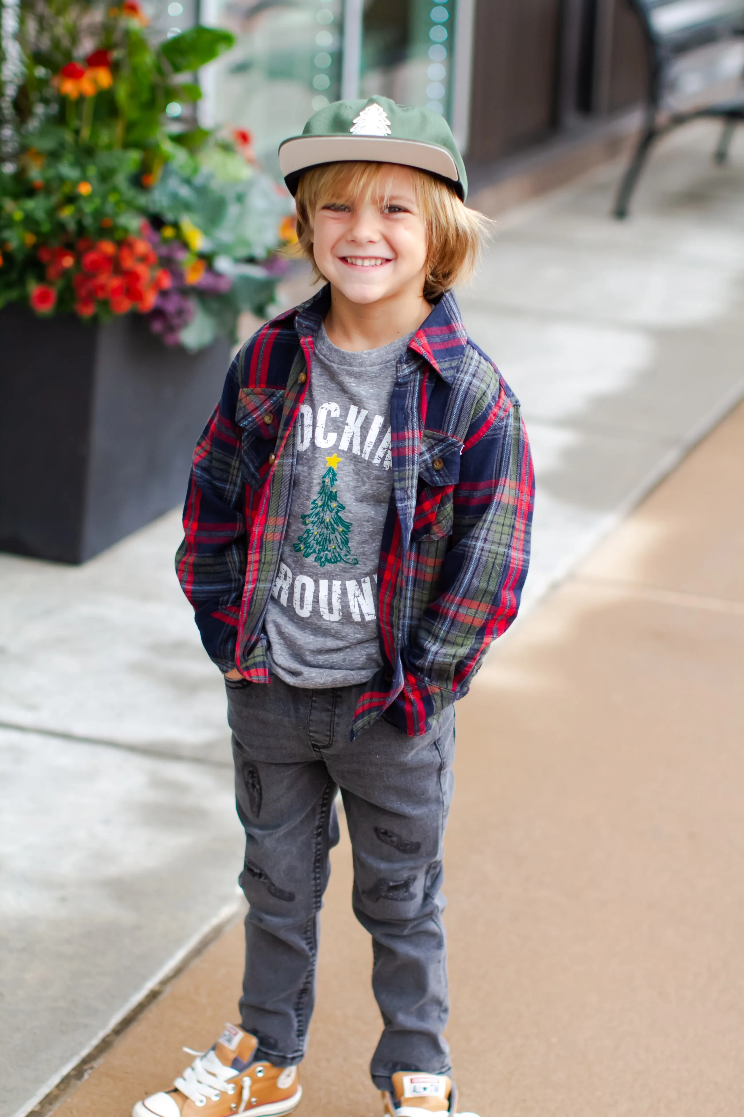 SILAS - Rockin' Around the Christmas Tree Long Sleeve Tee in Heather Grey