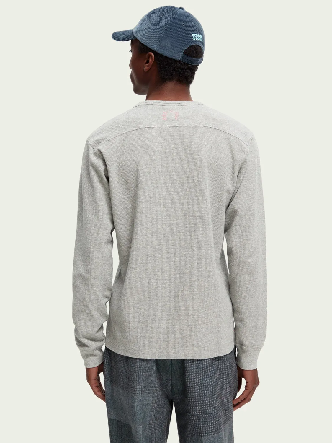 Structured Waffle Long Sleeve T-Shirt (Grey Melange)