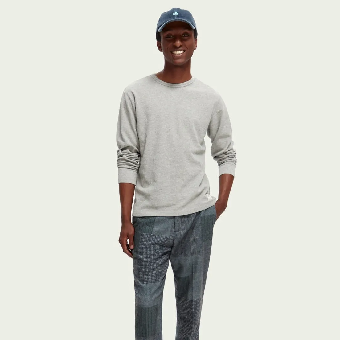 Structured Waffle Long Sleeve T-Shirt (Grey Melange)