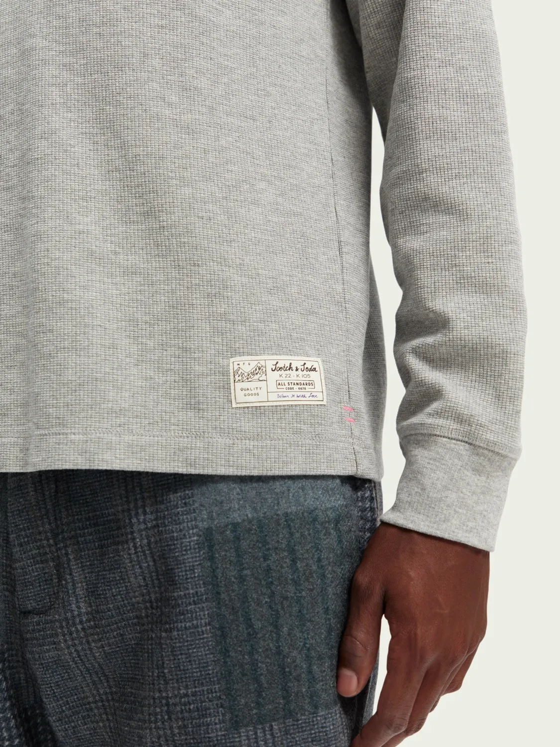 Structured Waffle Long Sleeve T-Shirt (Grey Melange)