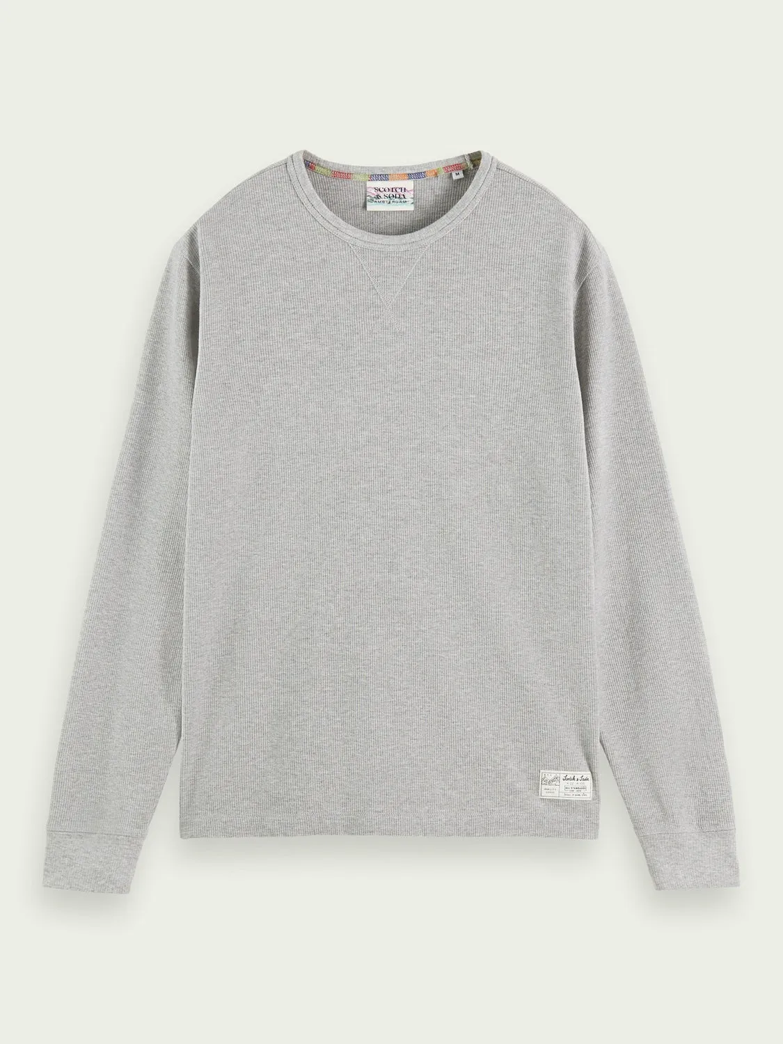 Structured Waffle Long Sleeve T-Shirt (Grey Melange)