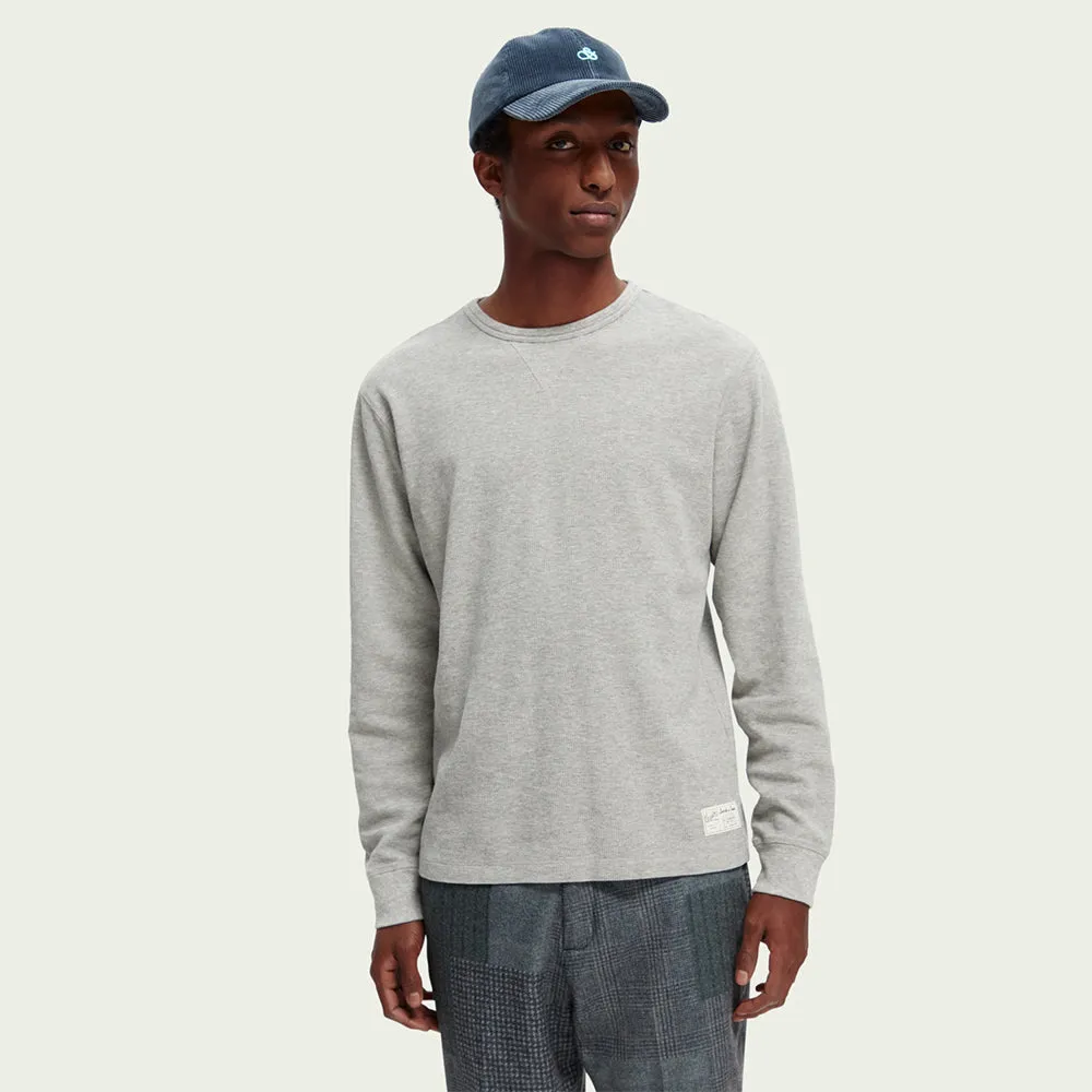 Structured Waffle Long Sleeve T-Shirt (Grey Melange)