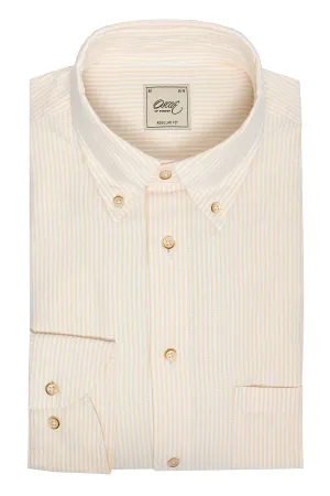 Yellow striped washed oxford regular fit shirt