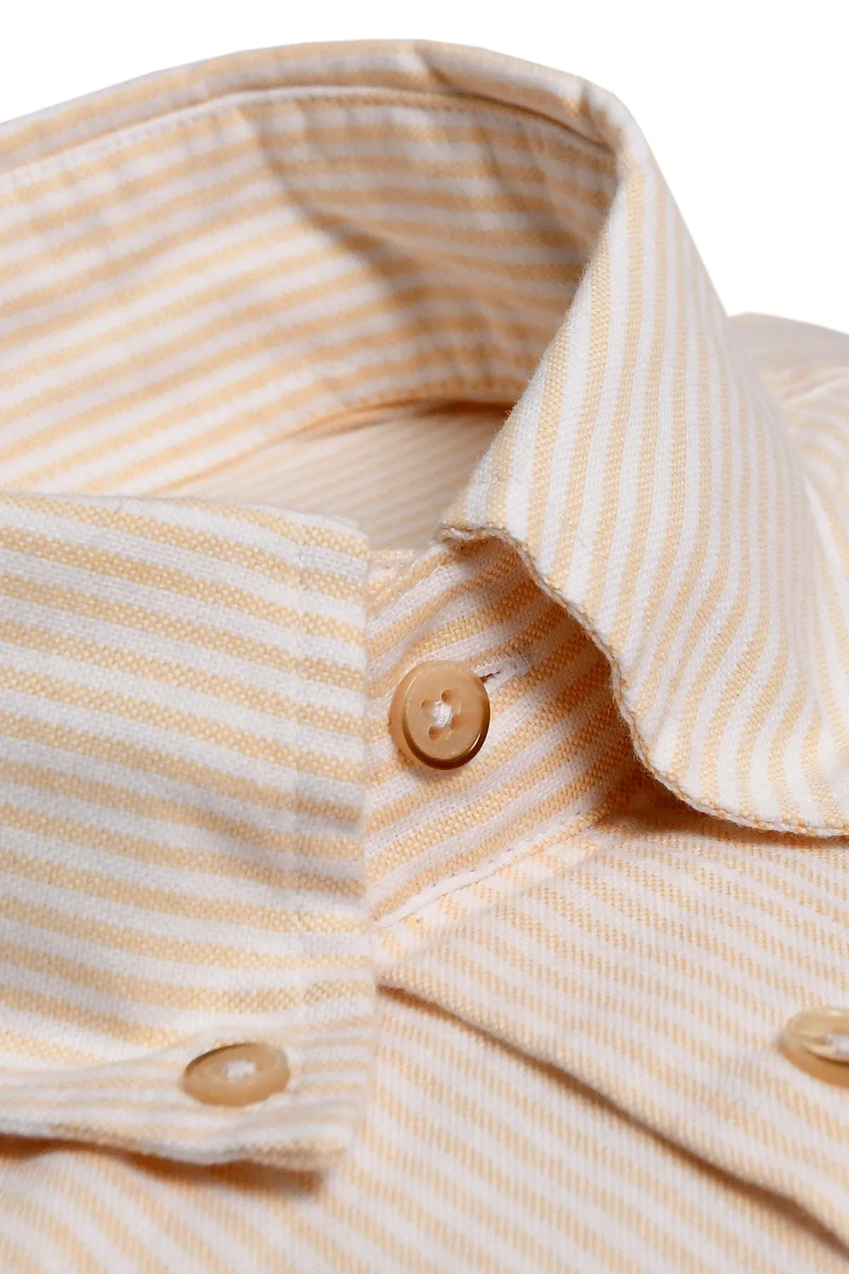 Yellow striped washed oxford regular fit shirt